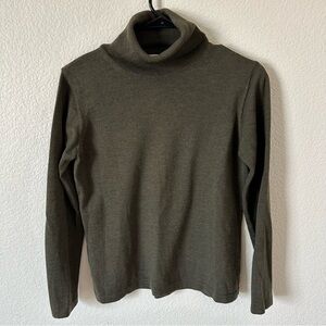 Morgano Made in Italy 100% Merino Wool  Green, Dark Academia Turtleneck Sweater